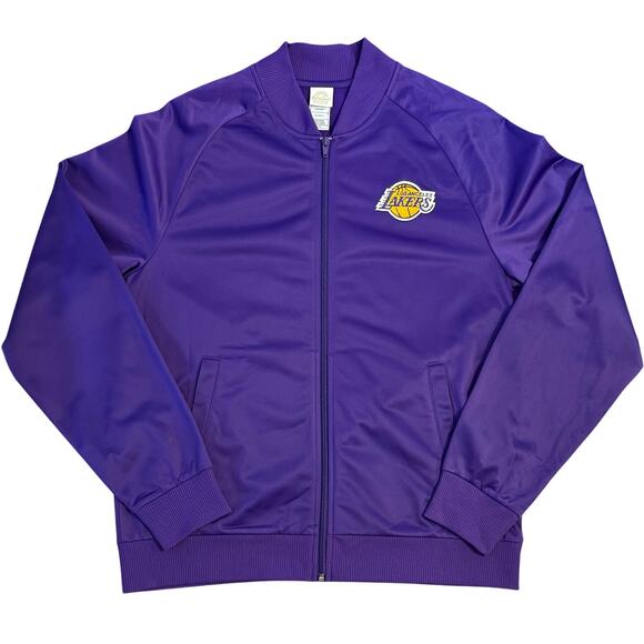 NBA Lakers LA Los Angeles Bomber Jacket Retro Zip Basketball Purple Unisex Large - Picture 1 of 10